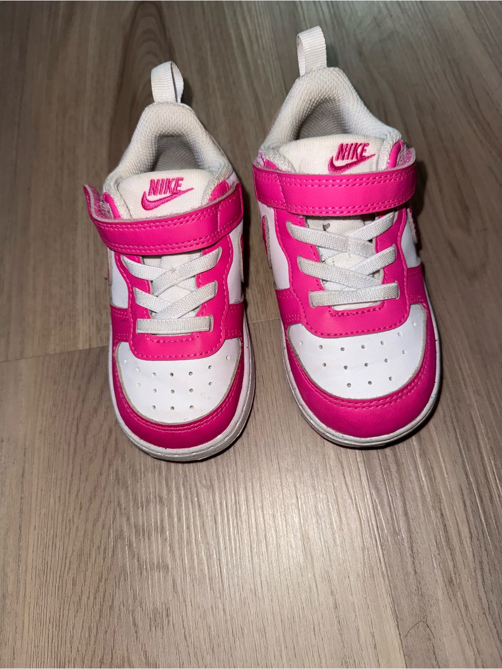 Nike Kids Hot Pink and White Velcro Athletic Sneakers